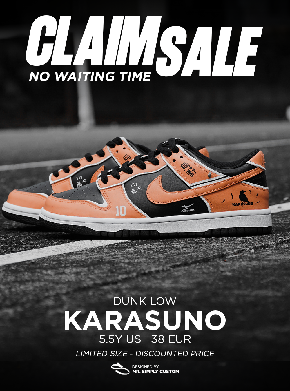 Karasuno (Haikyuu) - Dunk Low - 5.5Y US - Ready Stock
