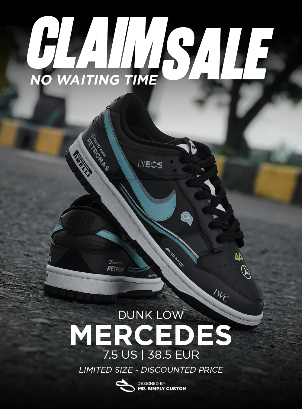 Mercedes F1 - Dunk Low - 7.5 US - Ready Stock