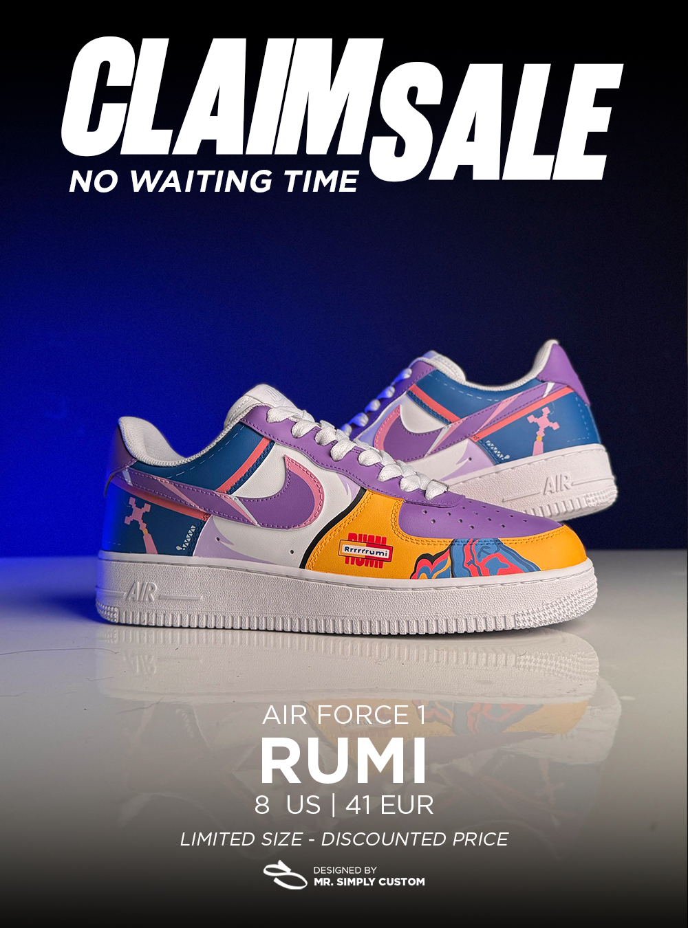 Rumi (KPop Demon Hunters) - Air Force 1 - 8 US - Ready Stock
