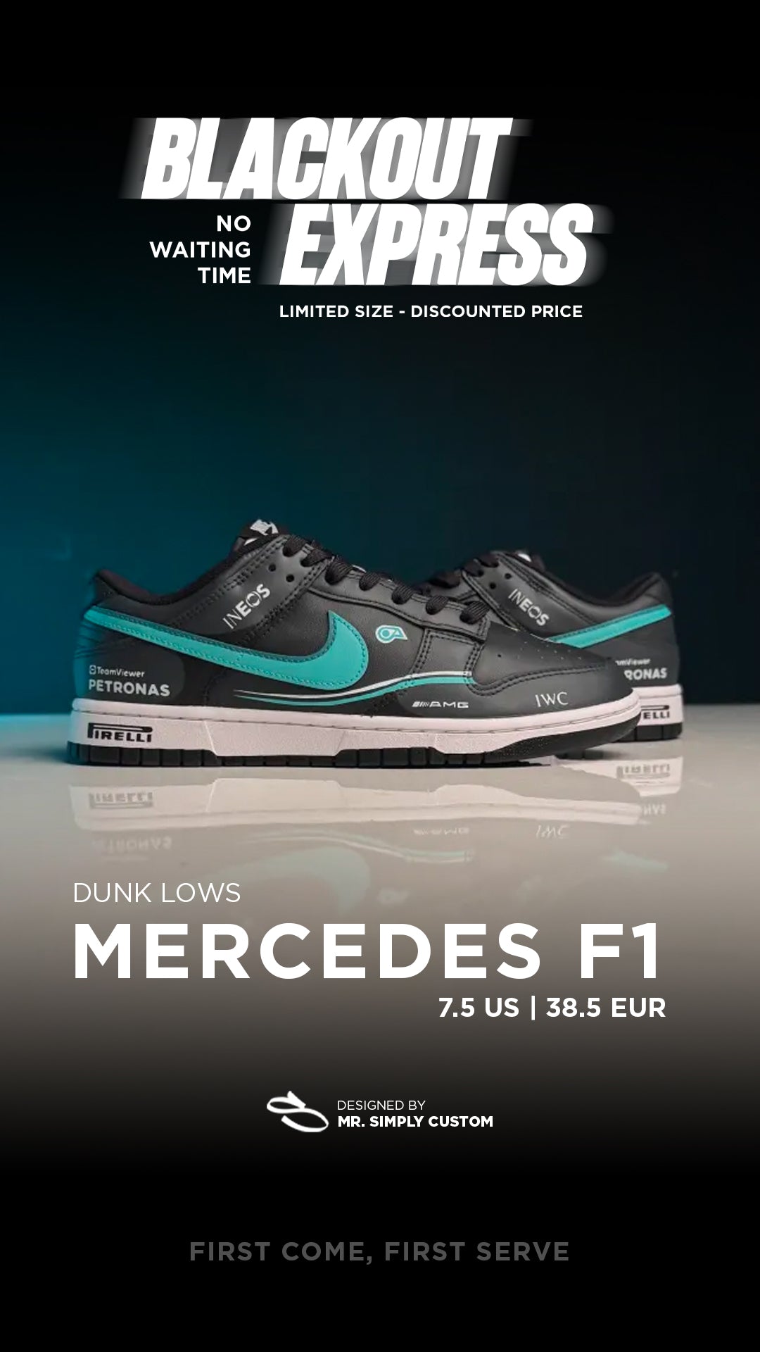 Mercedes F1 - Dunk - 7.5 US - Ready Stock