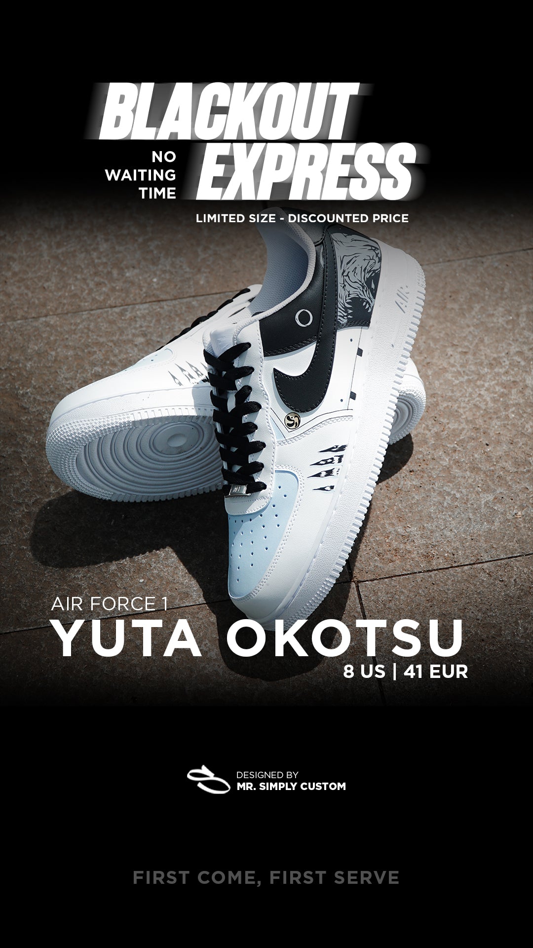 Yuta okotsu - Air Force 1 - 8 US - Ready Stock