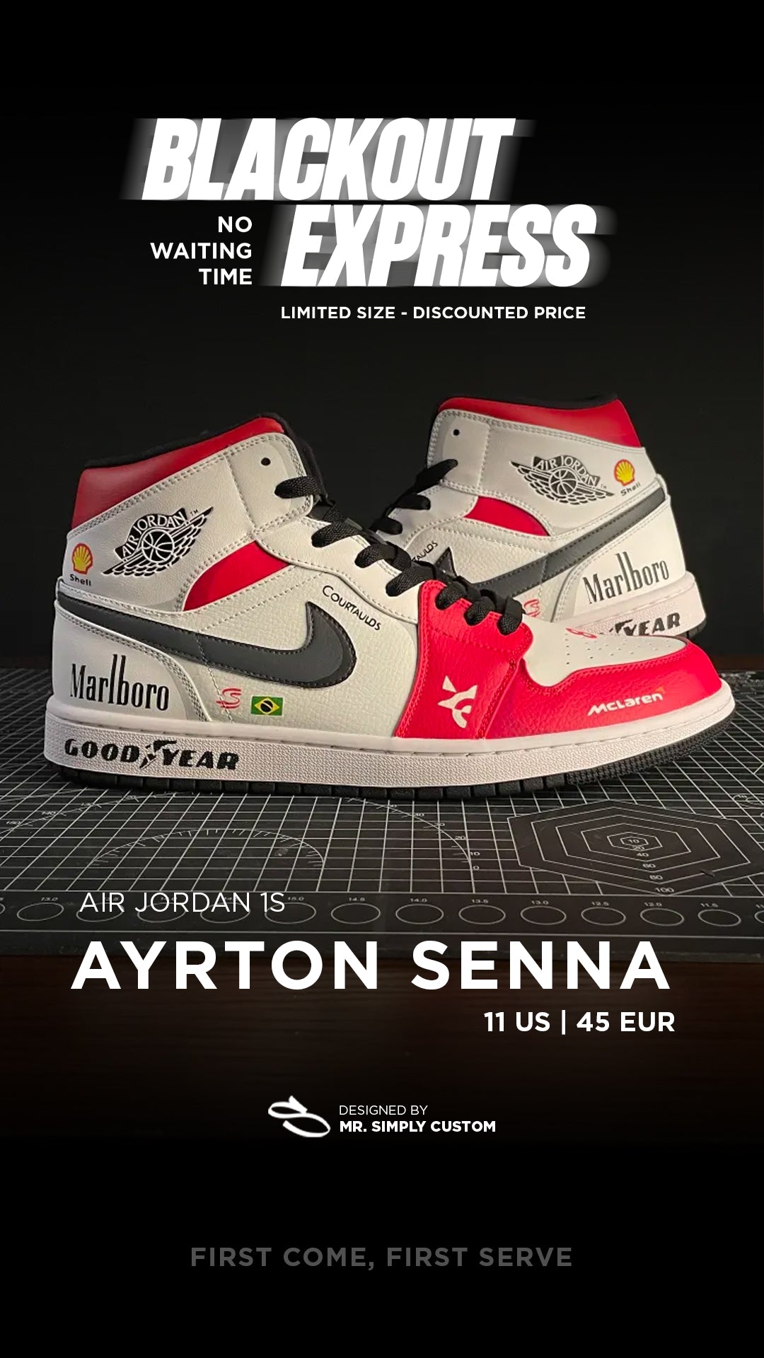 Ayrton senna - Air Jordan 1s - 11 US - Ready Stock