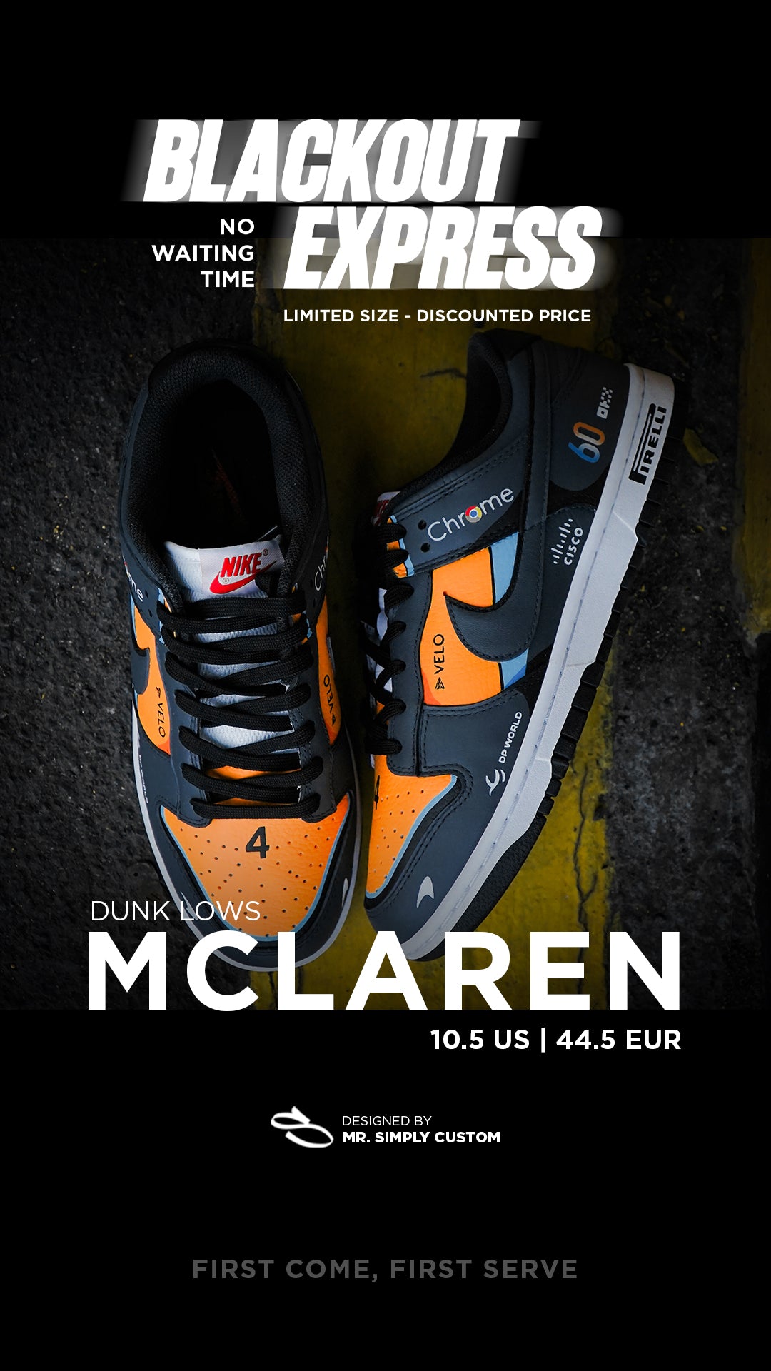 Mclaren - Dunk Lows - 10,5 US - Ready Stock