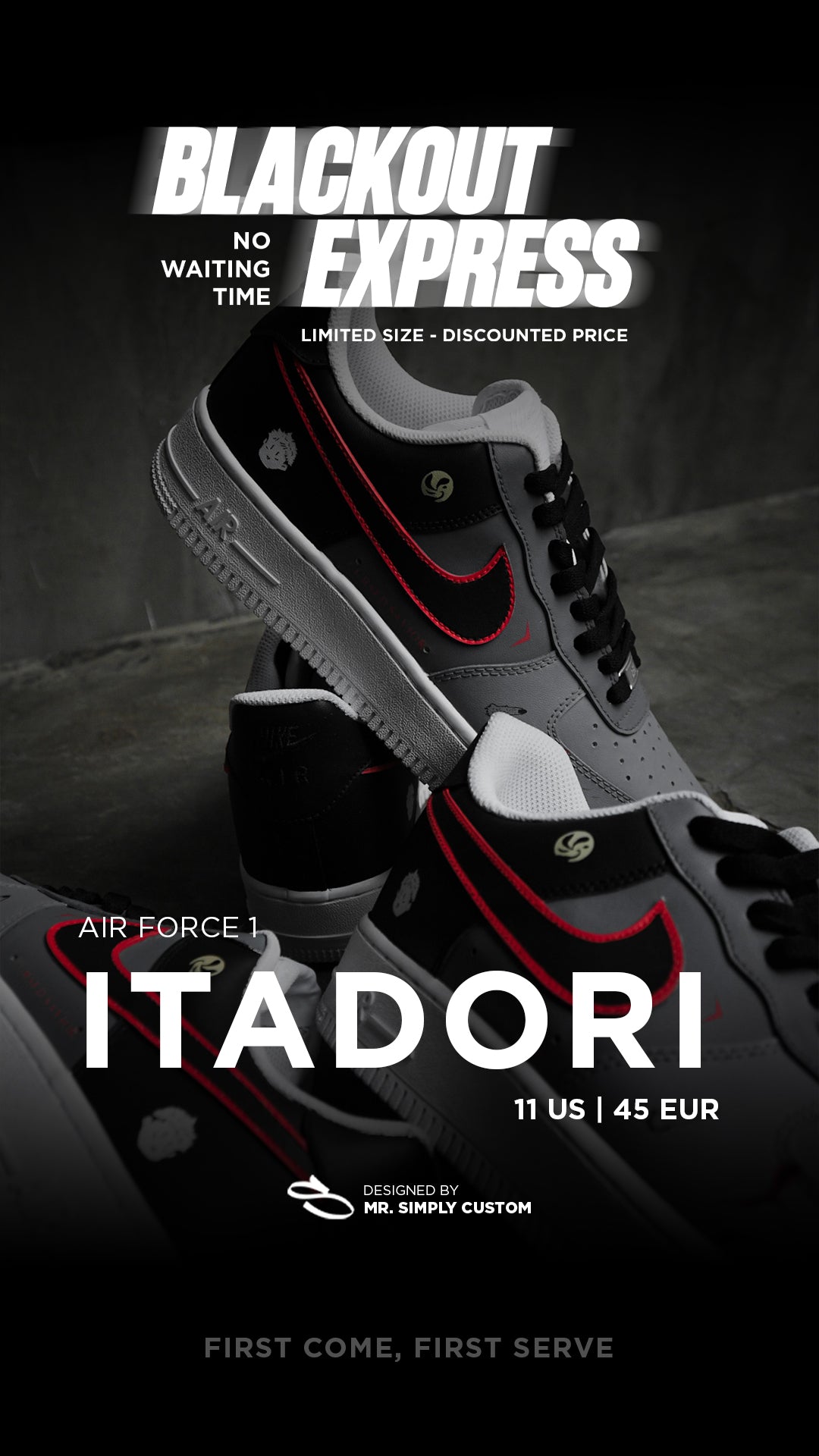 Itadori- Air Force 1 - 11 US - Ready Stock