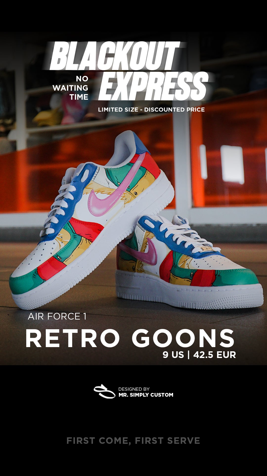 Retro Goons - Air Force 1 - 9 US - Ready Stock