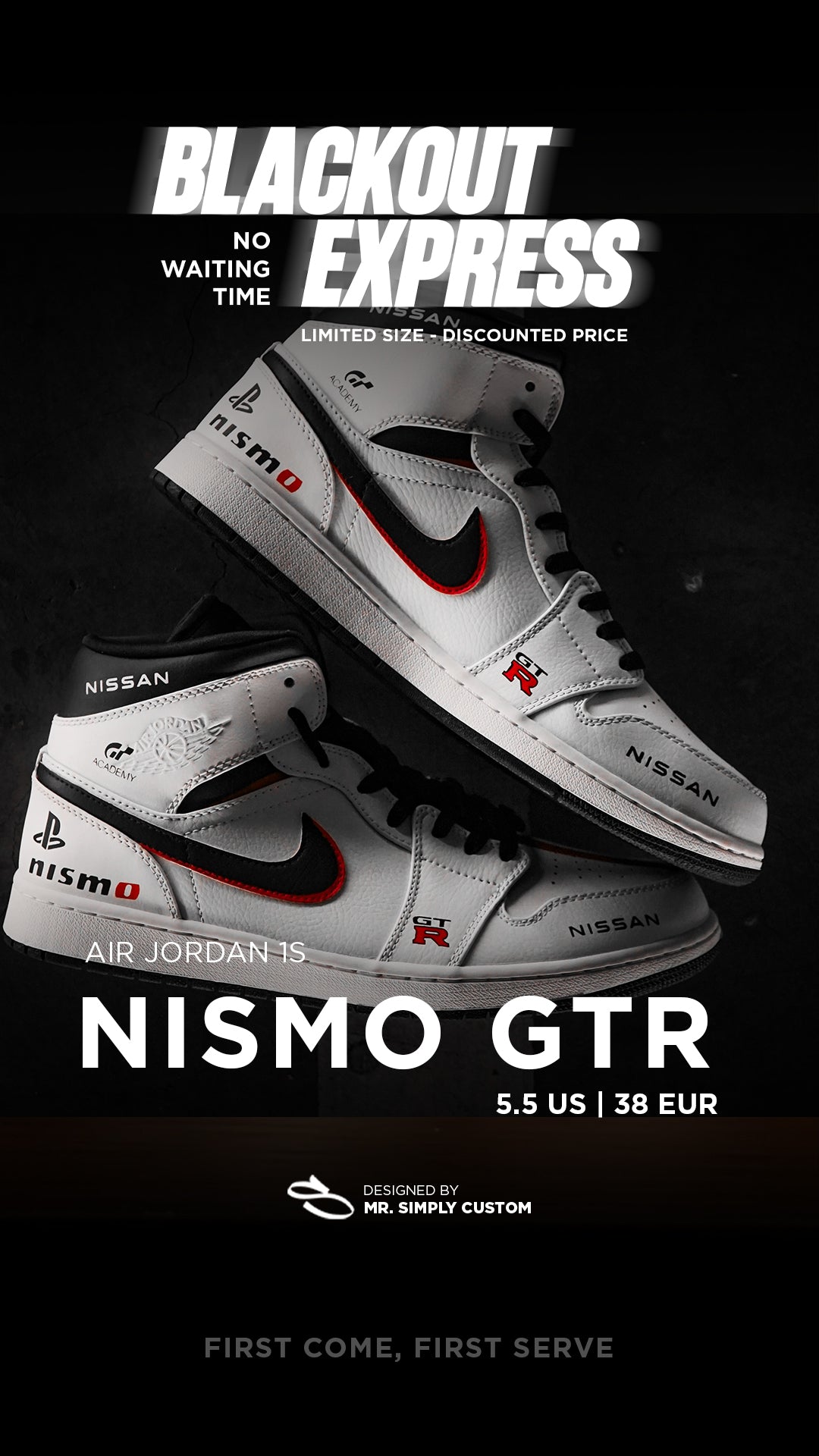 Gran Turismo - Air Jordan 1s - 5.5 US - Ready Stock