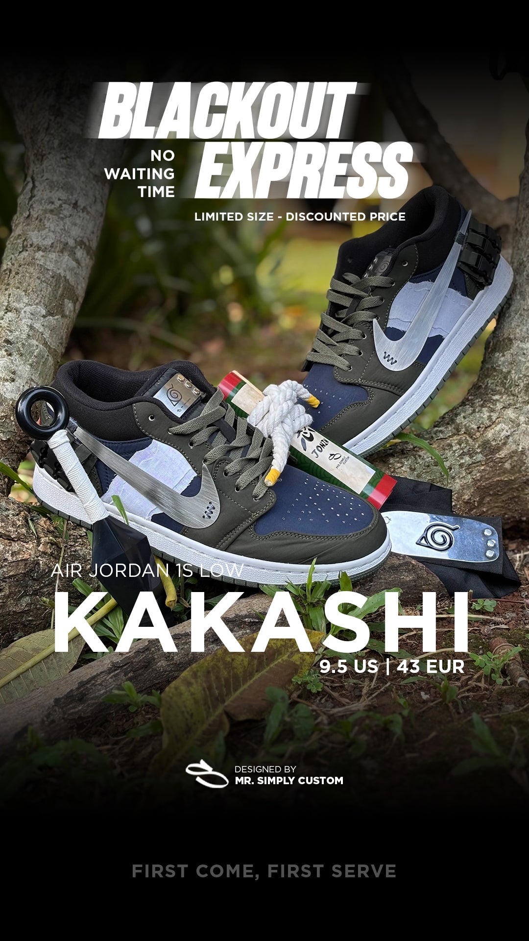 Kakashi - Air Jordan Low - 9.5 US - Ready Stock