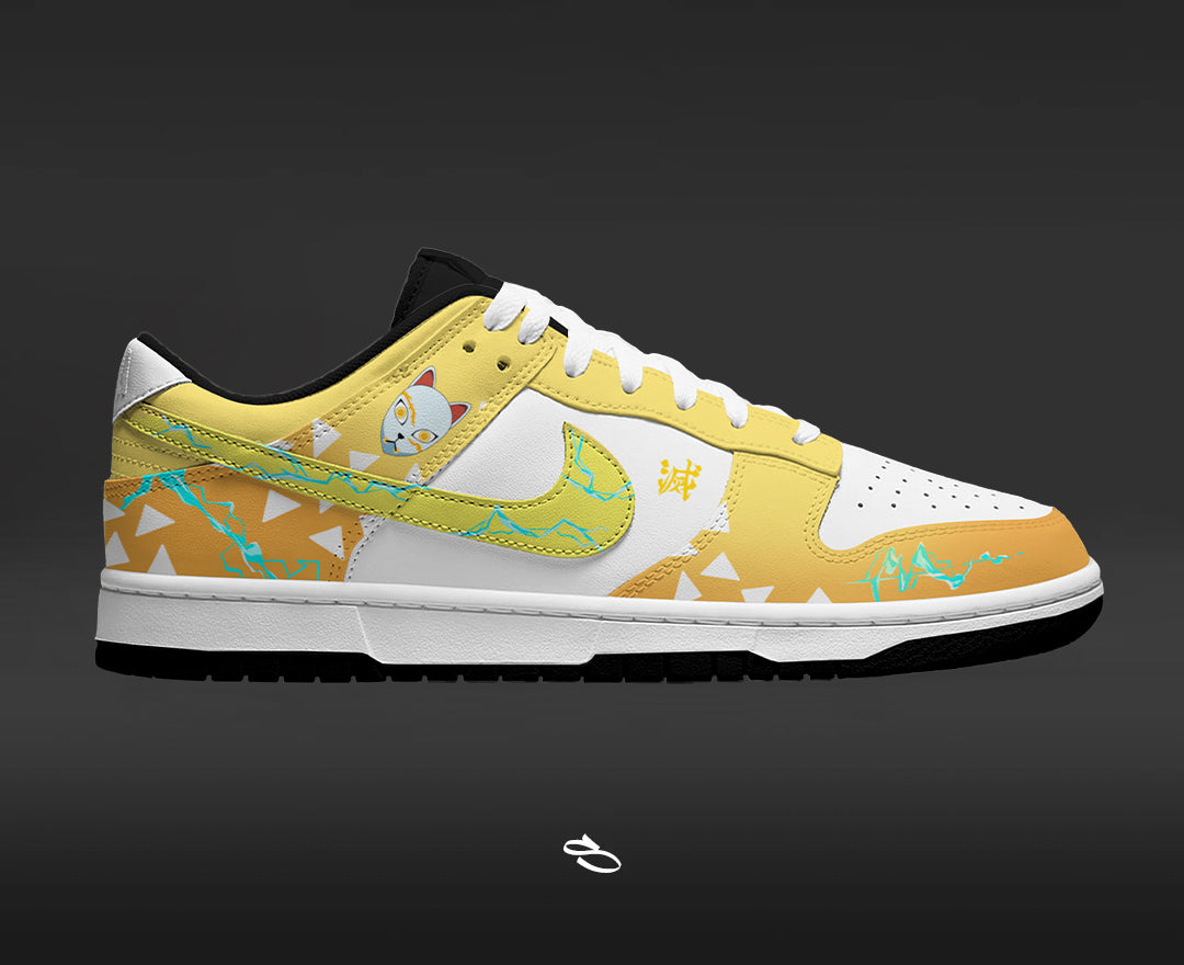 むーたん  Zenitsu Lightning Sneakers Custom Demon Slayer Anime Fashion